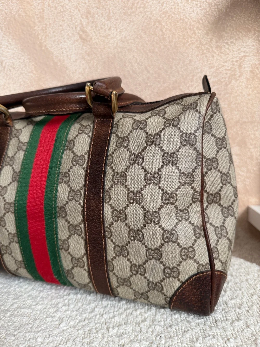 Gucci Beige GG Canvas Duffel with COA